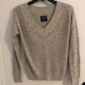 abercrombie v neck sweater grey